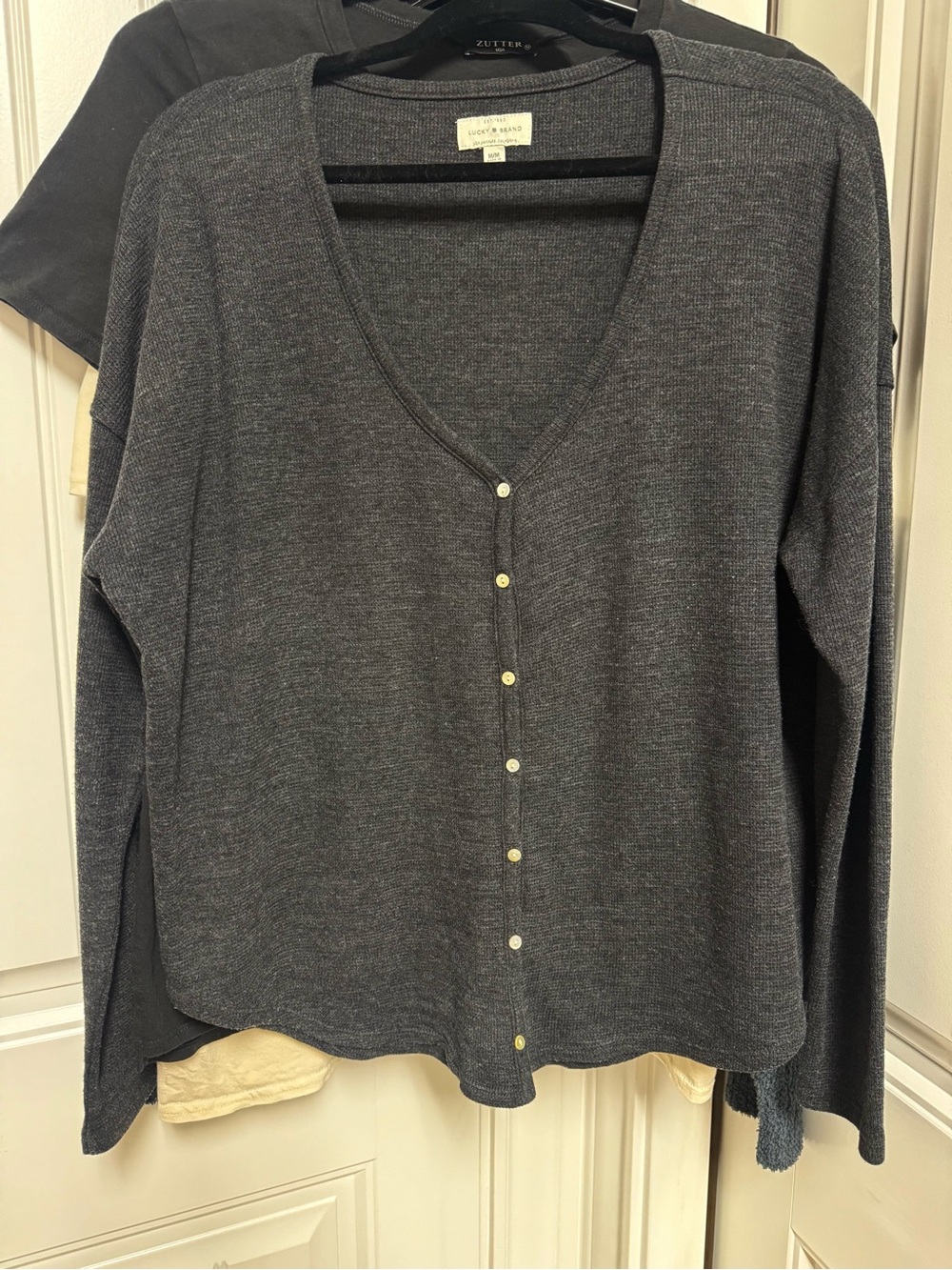 Lightweight V-Neck Button Cardigan - Dark Gray